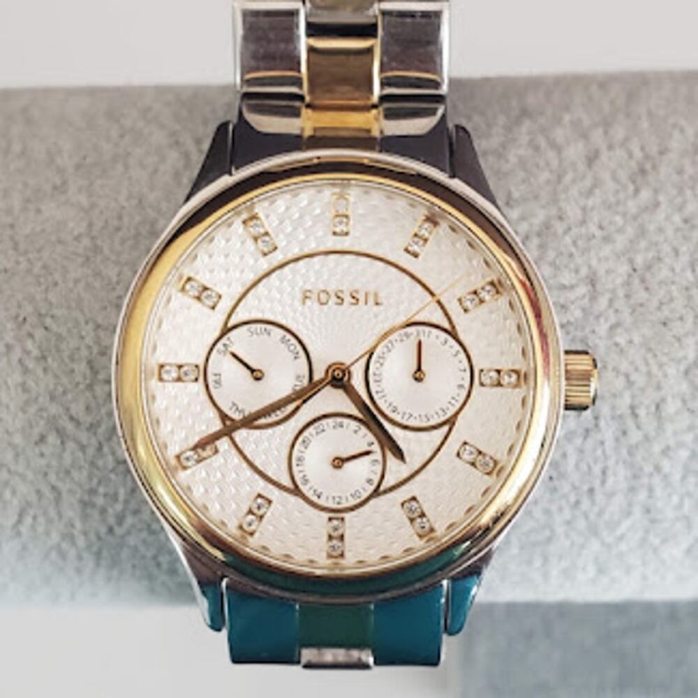 Fossil Women's 36mm Watch Multifunction Two-Tone Stainless Steel Crystal Accents